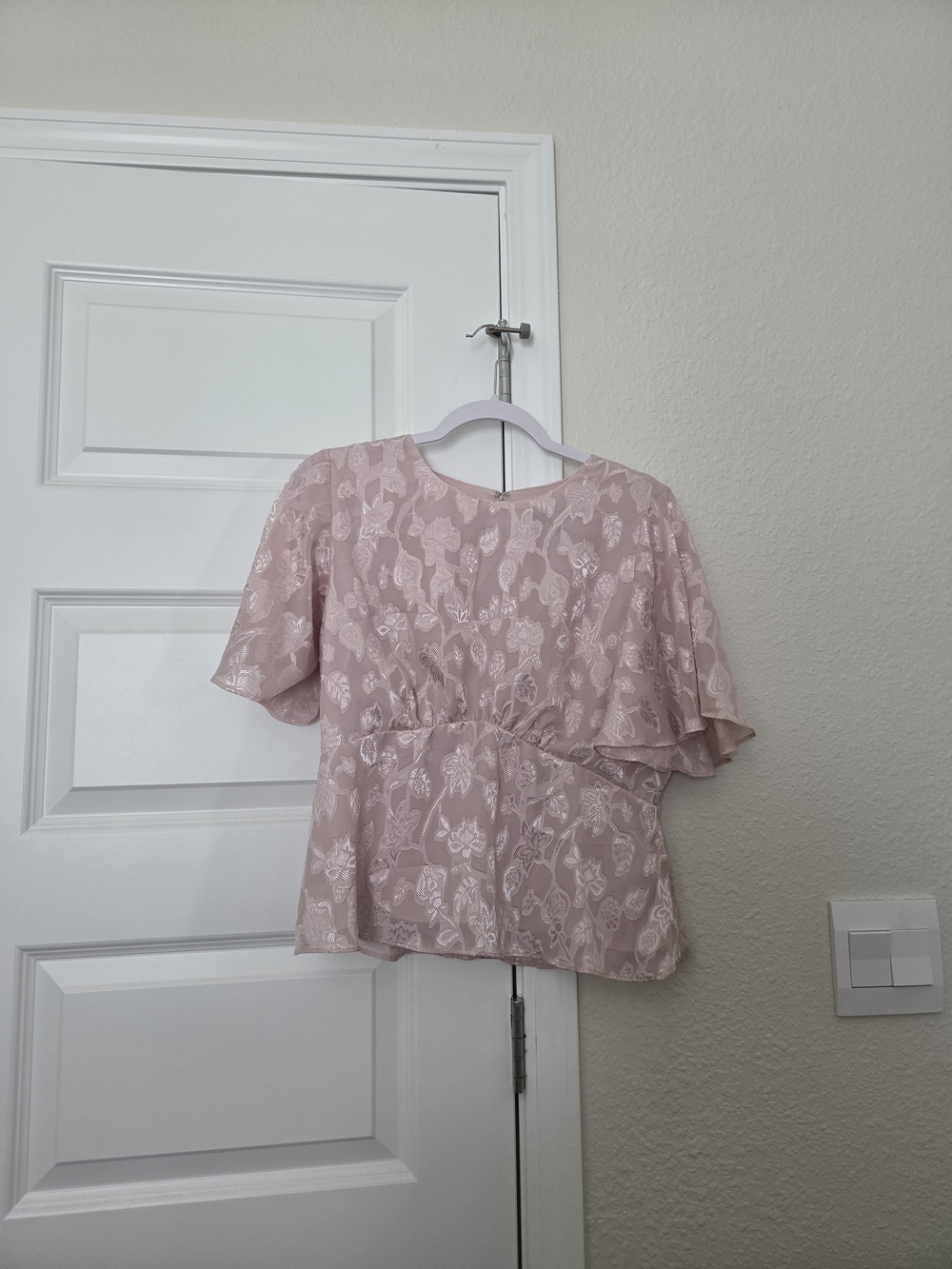 Express Blush Pink Floral Flutter Sleeve Top